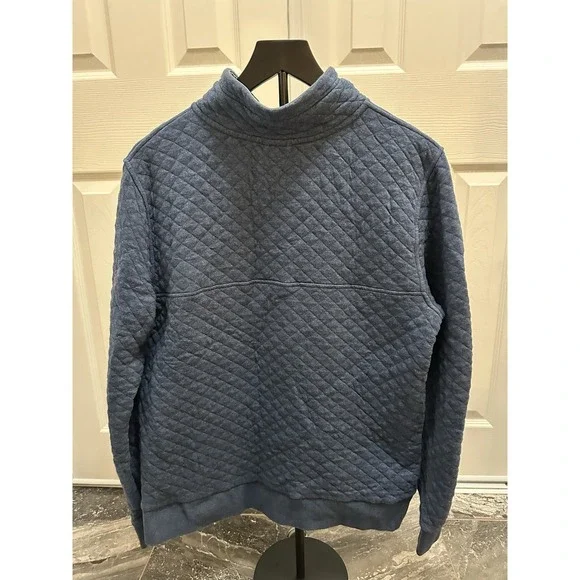 Womens PATAGONIA Blue Quilted Snap T Organic Cotton Pullover Sweater Large - Picture 5 of 8
